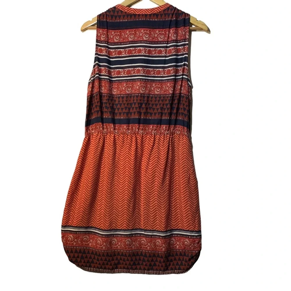 Lucky Brand Mandarin Tie Tribal sleeveless dress sz M - Picture 6 of 8